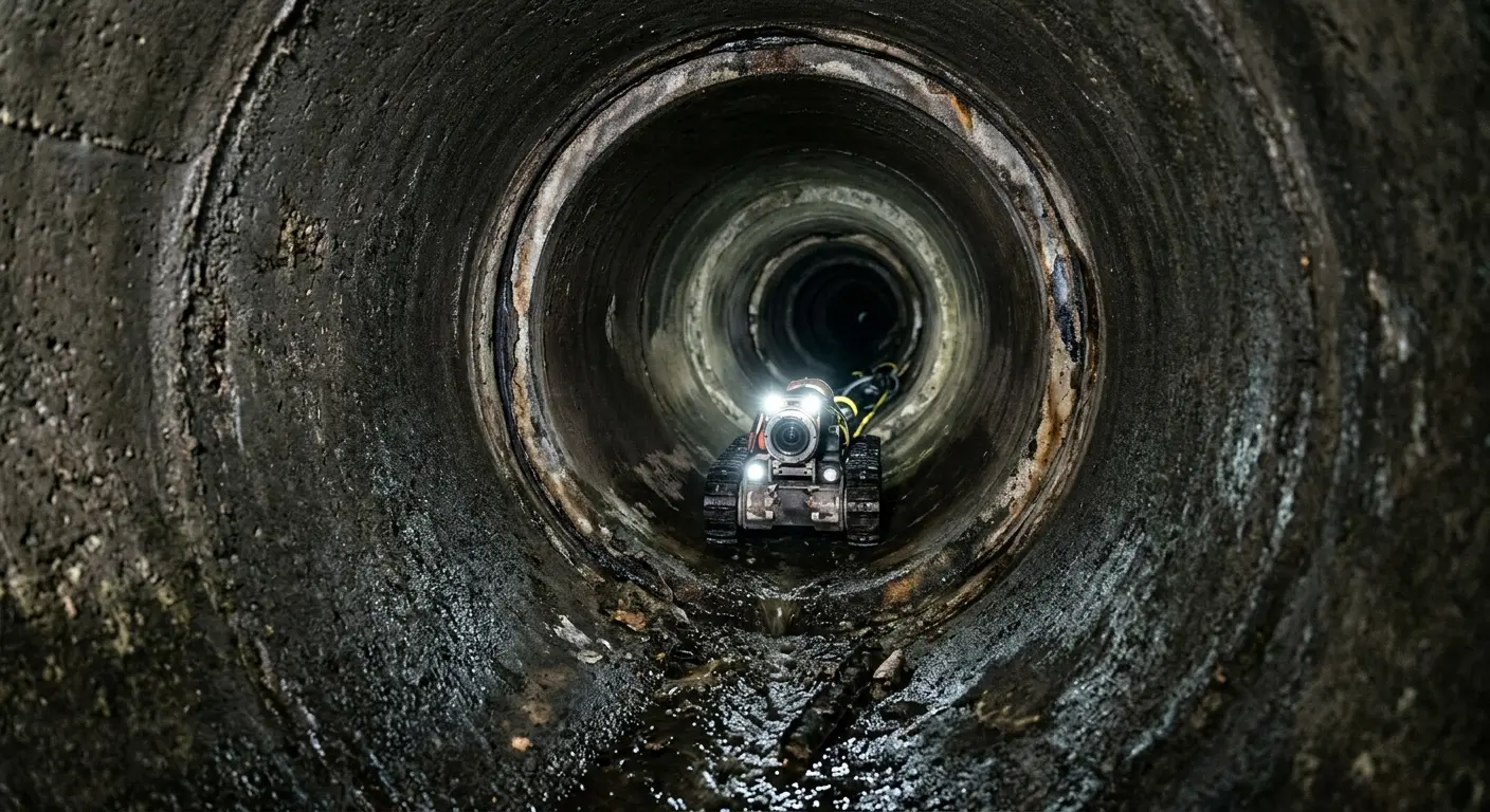 Robotic sewer camera inspecting pipe interior for Sewer Line Repair in Saratoga Springs